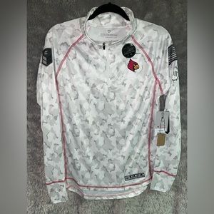 NWT Women's Colosseum University of Louisville Grey/White Camo 1/4 Zip Size L